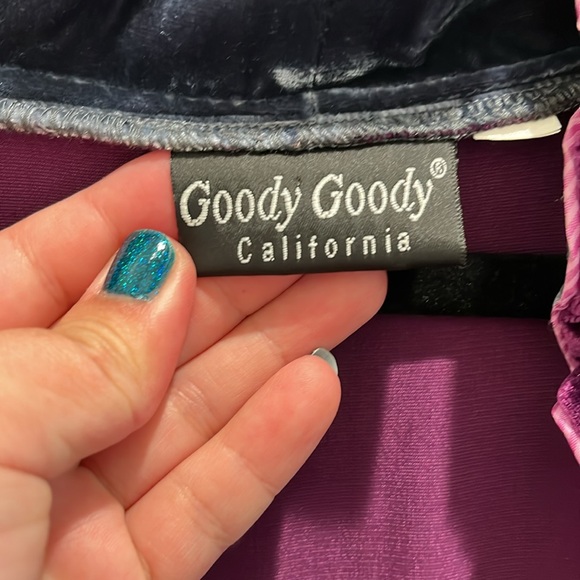 Goody Goody California Sz XL velvet rosette jacket silk Grey Purple flowers - Picture 3 of 7